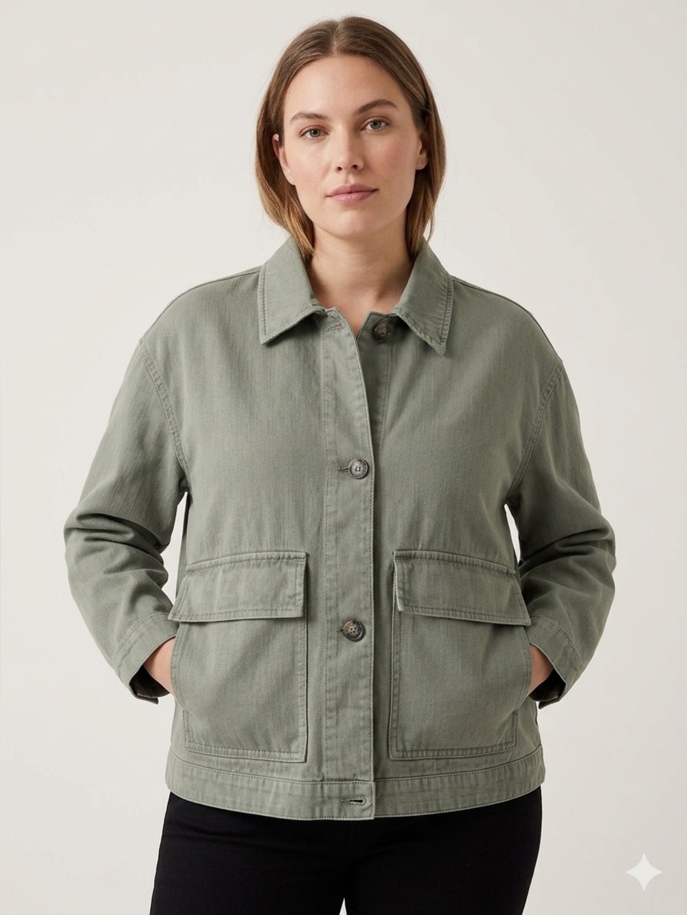 GAP Olive Green Utility Jacket - Women's Button-Front Large